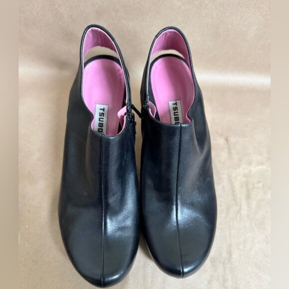 Tsubo Black Leather Sling Back 4 Heeled Booties. Size 8 - Picture 2 of 10